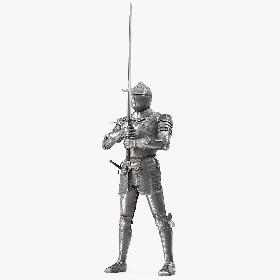 Medieval Knight Plate Armor holding Zweihander 3D